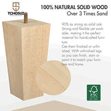 4 Inch / 10 cm Wooden Furniture Legs, Tchosuz Set of 4 Solid Wood Mid-Century Modern Pyramid Replacement Feets with 5/16 inch Bolt & Rubber Floor WoodArtSupply