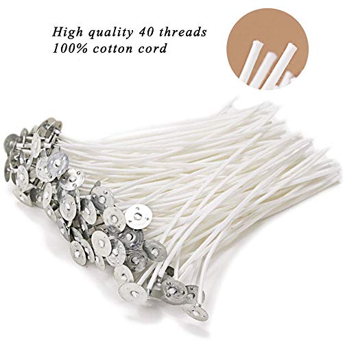 EricX Light 100 Piece Cotton Candle Wick 6" Pre-Waxed for Candle Making,Candle DIY - WoodArtSupply