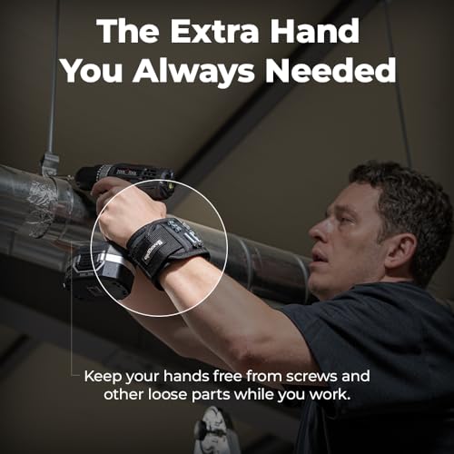 Magpie Magnetic Wristband - 10 Extremely Powerful Magnets for Holding Screws, Nails and Drill Bits, Made of Enhanced Nylon for Lightweight and MAGPIE