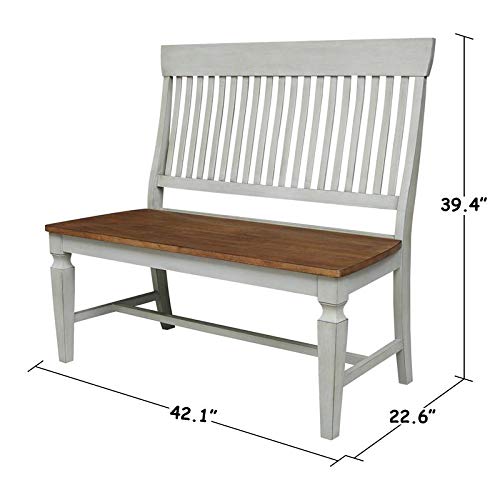 IC International Concepts Vista Slatback Bench, 42.1 in W x 22.6 in L x 39.4 in H, Distressed Hickory/Stone IC International Concepts