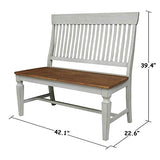 IC International Concepts Vista Slatback Bench, 42.1 in W x 22.6 in L x 39.4 in H, Distressed Hickory/Stone IC International Concepts