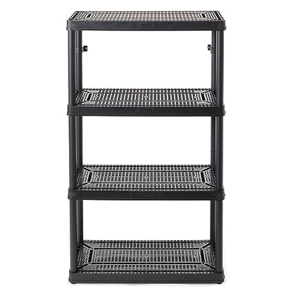 Gracious Living 14" x 32" x 54.5" 4-Shelf Tier Resin Multi-Purpose Medium Duty Indoor Garage Storage Organizer Shelves, Black - WoodArtSupply