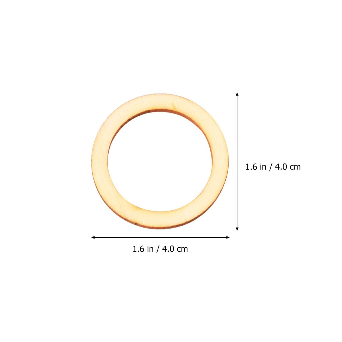 TEHAUX 100pcs 4cm Wooden Hoops for Crafts, Wooden Frames Unfinished Wood Wreath Ring Christmas Wooden Pieces Round Macrame Ring Blank for DIY Craft TEHAUX