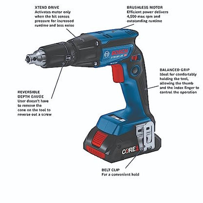 BOSCH GTB18V-45B15 18V Brushless 1/4 In. Hex Screwgun Kit with (1) CORE18V® 4 Ah Advanced Power Battery - WoodArtSupply