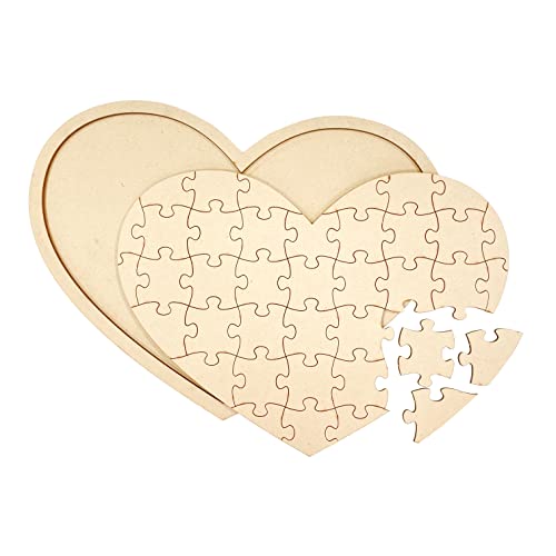 3 Pack Blank Wooden Heart Shaped Jigsaw Puzzle 11.2x8.4 Inch