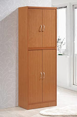 Hodedah 4 Door Kitchen Pantry with Four Shelves, Cherry Hodedah