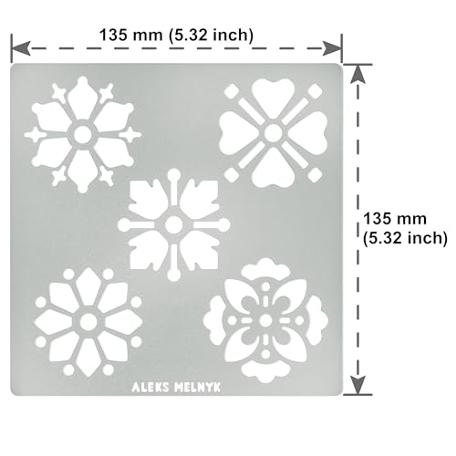 Aleks Melnyk No.291 Metal Stencil, Ornamental, Patterns, Flowers, Small Stencil, 1 PC, Template for Wood Burning, Engraving, Crafting, Scrapbook, - WoodArtSupply