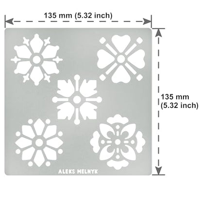 Aleks Melnyk No.291 Metal Stencil, Ornamental, Patterns, Flowers, Small Stencil, 1 PC, Template for Wood Burning, Engraving, Crafting, Scrapbook, - WoodArtSupply