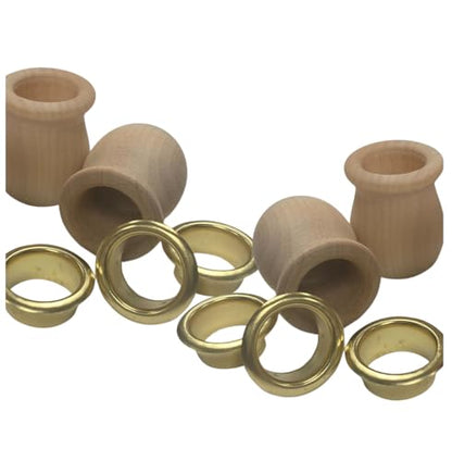 Factory Direct Craft Pack of 16 Unfinished Wood Candle Cups with Brass Inserts- Blank Wooden Bean Pot Candle Holders DIY Wood Turnings (Size 1-3/4" H