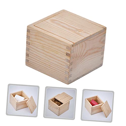 TEHAUX Box Gift Packaging Wooden Box Wood Crates Wooden Crate Jewelry Organizer Tray Unfinished Wooden Storage Square Vases for Flowers Wooden Vase TEHAUX