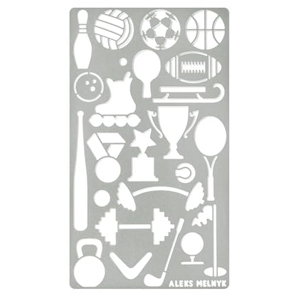 Aleks Melnyk #13 Metal Journal Stencil, Sport, Stainless Steel Stencil 1 PCS, Template Tool for Wood Burning, Pyrography and Engraving, Scrapbooking, - WoodArtSupply