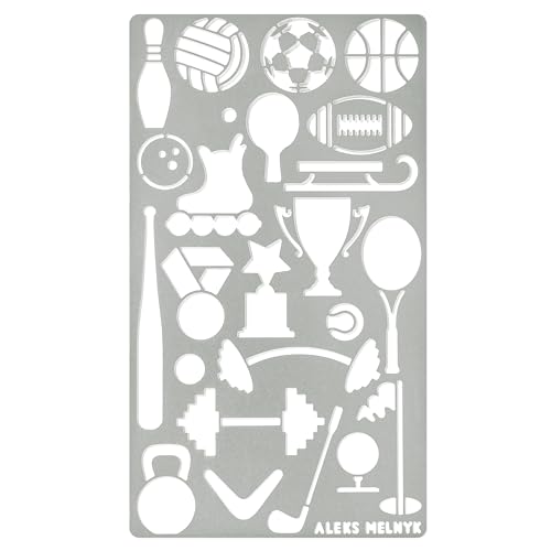 Aleks Melnyk #13 Metal Journal Stencil, Sport, Stainless Steel Stencil 1 PCS, Template Tool for Wood Burning, Pyrography and Engraving, Scrapbooking, - WoodArtSupply