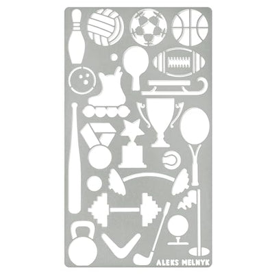 Aleks Melnyk #13 Metal Journal Stencil, Sport, Stainless Steel Stencil 1 PCS, Template Tool for Wood Burning, Pyrography and Engraving, Scrapbooking,