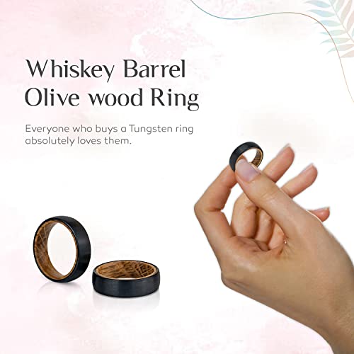 Morf Jewelry Whiskey Barrel Tungsten Wedding Band, Tungsten Wedding Wood Ring, Minimalist Couple Engagement Customized Ring, Promise Ring for Men - WoodArtSupply