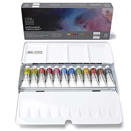 Winsor & Newton Professional Watercolor Paint Set, Lightweight Sketchers' Box, 12 x 5ml Tubes Winsor & Newton