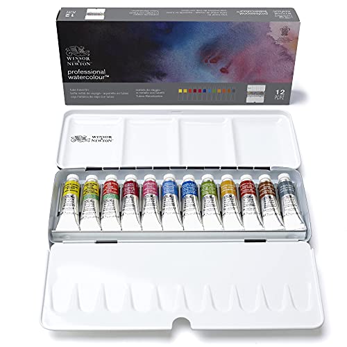 Winsor & Newton Professional Watercolor Paint Set, Lightweight Sketchers' Box, 12 x 5ml Tubes - WoodArtSupply