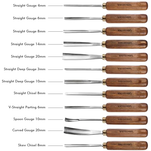 IMOTECHOM 12-Pieces Woodworking Wood Carving Tools Chisel Set with Wooden Box, Razor Sharp CR-V 60 Steel Blades - WoodArtSupply