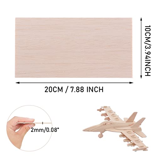 Balsa Wood Sheets,10 Pack Natural Unfinished Wood for House Aircraft Ship Boat DIY Wooden Plate Model, 200 * 100 * 2mm