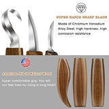 WAYCOM 12pcs Wood Whittling Kit Wood Carving Tools Set Hook Carving Knife,Detail Wood Knife,Whittling Knife Cut Resistant Gloves Leather Sheath And WAYCOM