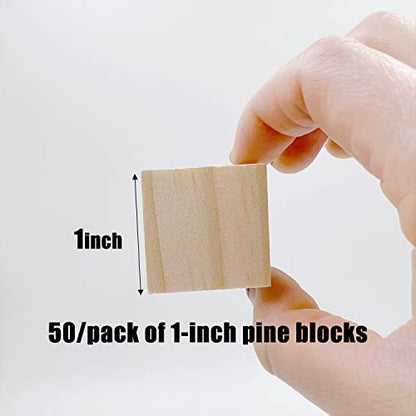 Unfinished Wooden Blocks 1 inch, Pack of 50,Small Wooden Cubes for Arts and Crafts – DIY - Photo Blocks- Home Decor