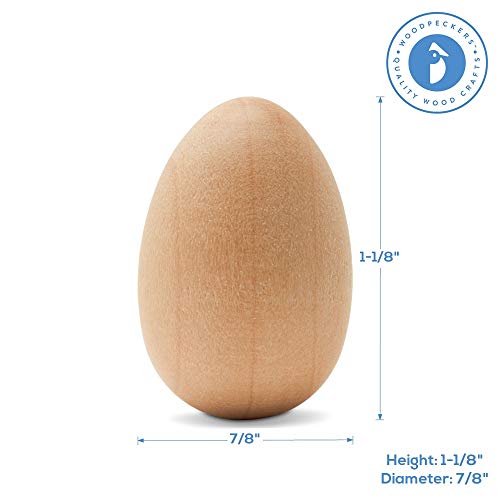 Unfinished Wood Easter Craft Eggs 1-1/8 inch, Pack of 24 Small Wooden Craft Eggs for Decorating and Easter Egg Ornaments, by Woodpeckers