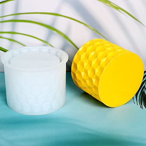 Round Honeycomb Concrete Flower Pot Silicone Mold Succulent Planter Vase Cactus Mold Candle Pen Holder Cement Clay Mold Epoxy Resin Jewelry Storage - WoodArtSupply