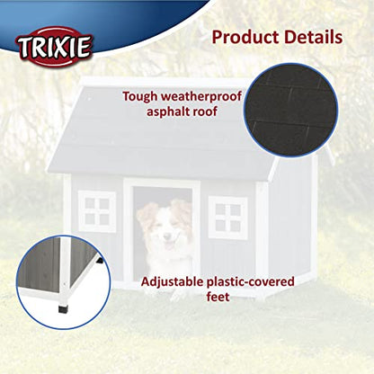 TRIXIE Natura Barn Style Dog House, Elevated Pet Shelter, Weatherproof Dog House, Medium - WoodArtSupply