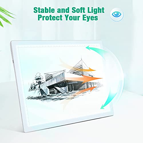Rechargeable A4 Light Pad, Wireless Battery Powered LED Light Box for Tracing, Ultra-Thin Dimmable Light Board for Weeding Vinyl, Sketching, Drawing, FirstPower