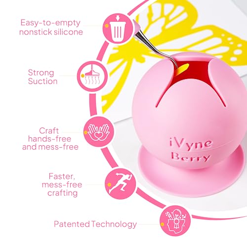 iVyne Berry Suctioned Vinyl Weeding Scrap Collector & Holder for Weeding Tools for Vinyl - Pink iVyne