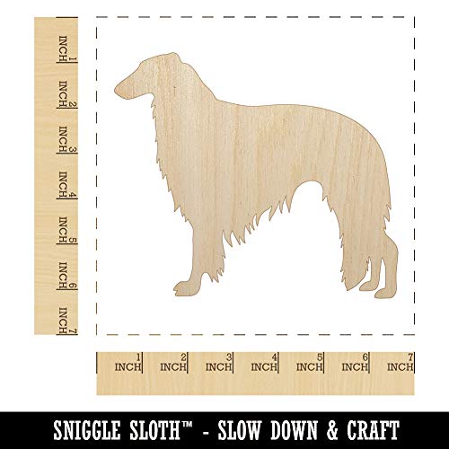 Borzoi Russian Wolfhound Dog Solid Unfinished Wood Shape Piece Cutout for DIY Craft Projects - 1/4 Inch Thick - 6.25 Inch Size Sniggle Sloth