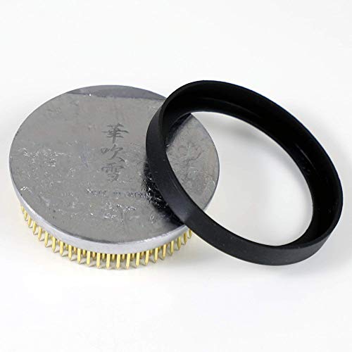 Wazakura Made in Japan Ikebana Tool Kit - Ikenobo Scissors + Brass Kenzan Flower Holder, Japanese Floral Arrangement Set, Florist Shears and Pin Frog Wazakura