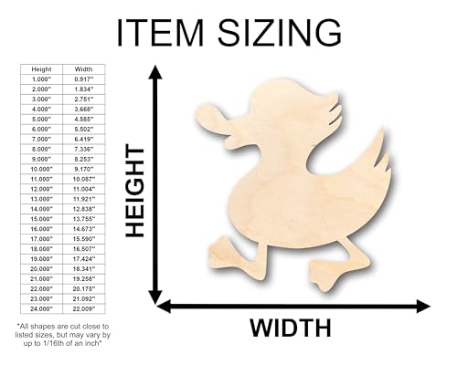 Unfinished Wood Walking Duck Shape - Craft - up to 36" DIY 10" / 3/4" 24 Hour Crafts