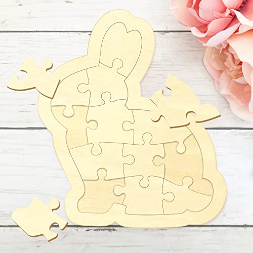 2 Pack Blank Puzzle Easter Bunny Shape with 12 Pieces to Draw on, Personalized Easter Basket Stuffers, Custom Puzzle 5.5x6.3 Inches for Crafts & DIY, - WoodArtSupply