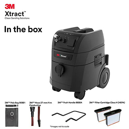 3M Xtract Portable Dust Extractor, 64256, 9 Gallon/35 Liter, Industrial Vacuum with Automatic Filter Clean Without Flow Stoppage, HEPA Filter, - WoodArtSupply