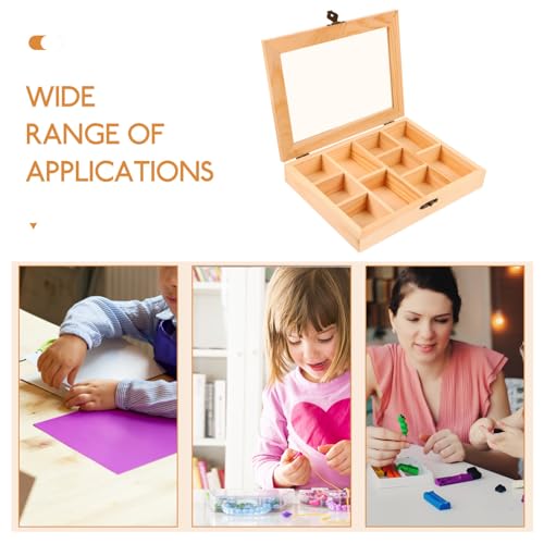 Zerodeko Unfinished Wooden Jewelry Box, with Lid, DIY Jewelry Storage Box 10 Compartment Sundries Organizer Classic Jewelry Box Jewelry Organizer Box Zerodeko