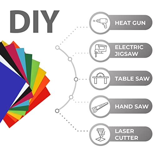 XLNT TECH 10 Pieces & 10 Colors Cast Acrylic Opaque (no-Transparent) Plastic Sheet 8 x 8 Inch (.118" Thick), for Signs, DIY Projects. XLNT TECH