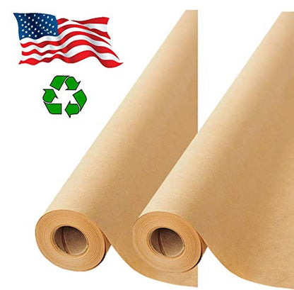 2 Rolls Pack - Brown Kraft Paper Made in USA 17.75” x 1200” Per Roll (200 feet) Ideal for Gift Wrapping, Art, Craft, Packing, Shipping, Floor - WoodArtSupply