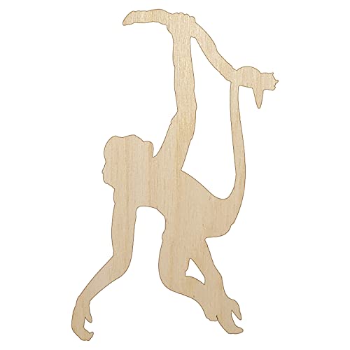 Monkey Hanging from Tree Solid Unfinished Wood Shape Piece Cutout for DIY Craft Projects - 1/8 Inch Thick - 6.25 Inch Size Sniggle Sloth