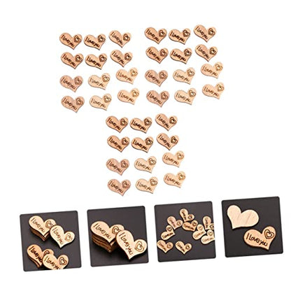 Yardenfun 200pcs Heart Shaped Wood Chips Wooden Embellishments Wood Heart Guest Book Heart Charm Unfinished Wooden Heart Cutouts Wood Discs for - WoodArtSupply