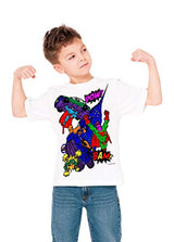 Splat Planet Color in Superhero T-Shirt with 10 Non-Toxic Washable Magic Markers - Color in and Wash Out T-Shirt (9-11 Years) White Splat Planet