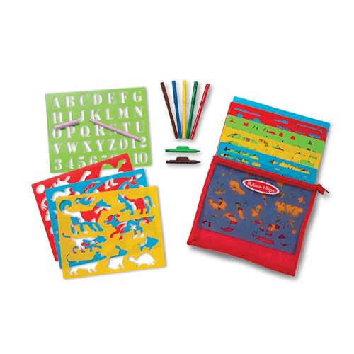 Melissa & Doug Created by Me! Stencil Art Coloring Activity Kit in Storage Pouch - 170+ Designs, 6 Markers, 2 Crayons, Paper - FSC-Certified Melissa & Doug