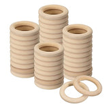 uxcell 80Pcs 40mm(1.6-inch) Natural Wood Rings, 7mm Thick Smooth Unfinished Wooden Circles for DIY Crafting, Knitting, Macrame, Pendant uxcell