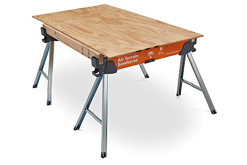 Bora Portamate All-Terrain Sawhorse Pair–Two Pack,Tap to Adapt Swivel Leg for Stability on Uneven Surfaces. Folding Saw Horses for Table