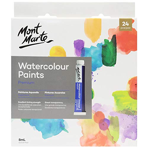 Mont Marte Watercolor Paint Set 24 Colours 8ml, Aluminium Watercolor Tube Set, Perfect for Paper - WoodArtSupply