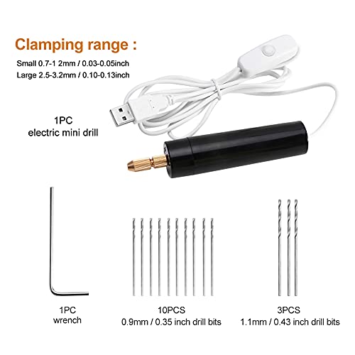 Mini Hand Drill for Arts and Crafts,Mini Electric Drill Set 0.7-1.2 mm Pin Vise Hand Drill with Drill Bits and Wrench DIY Jewelry Pendant Crafts CALIDAKA