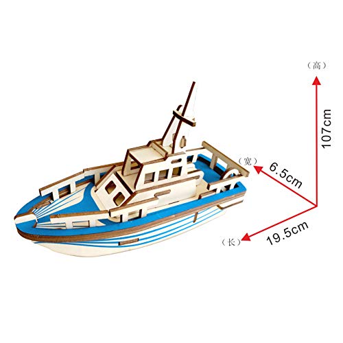 Laser Cut Yacht Ship Wood Model 3D DIY Life Boat Assembly Puzzles Handmade Educational Woodcraft Wooden Ship Model Kits Set Toy for Kids Youth - WoodArtSupply