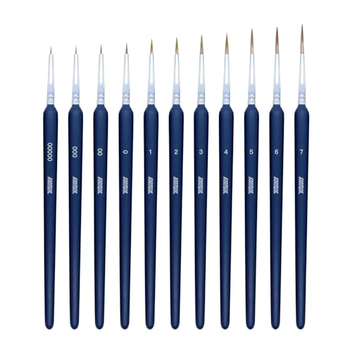 11Pcs Fine Detail Paint Brushes Set Fine Tip Paint Brush Miniature Mini Paints Brush for Watercolor, Oil, Acrylic, Face, Nail, Scale Model Painting XZHY