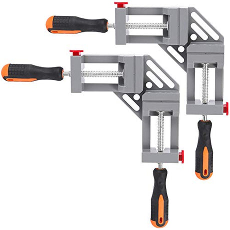 ZOENHOU 2 PCS 90 Degree Double Handle Right Angle Clamp, Quick Release Corner Clamps, Aluminum Alloy Angle Clamp with Adjustable Swing Jaw, Wood ZOENHOU