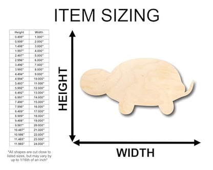 Unfinished Wood Cute Turtle Shape - Craft - up to 36" DIY 14" / 3/4" - WoodArtSupply