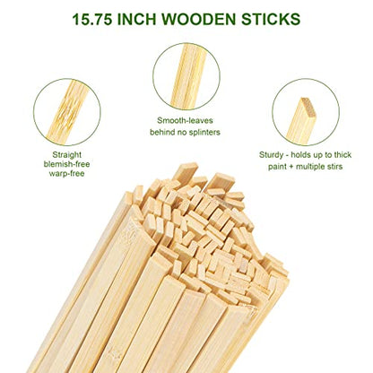 100 Pieces Nature Bamboo Sticks - Extra Long 15.7 inch Wooden Craft Sticks Strong Wood Strip for Crafting Projects, 3/8 Inch Width